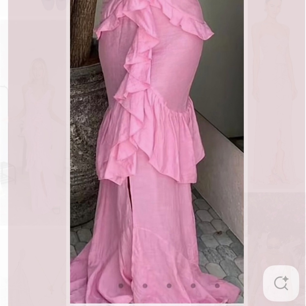 PrettyLittleThing Pink Ruffle Maxi Dress - Picture 4 of 5